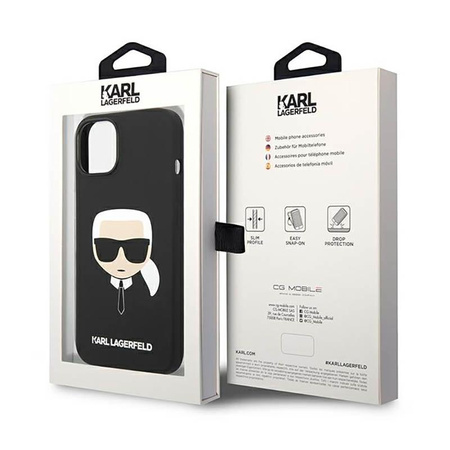 Karl Lagerfeld szilikon ikonikus Karl`s Head - iPhone 14 tok (fekete)