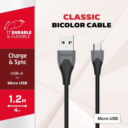 Energizer Classic - USB-A to Micro USB connecting cable 1.2m (Black)