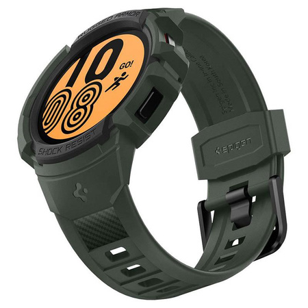 Spigen Rugged Armor Pro - Pánt + tok Samsung Galaxy Watch 4 / 5 44 mm-es órához (zöld/fekete)