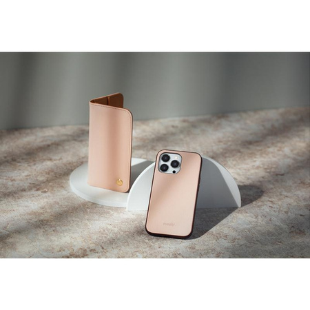 Moshi Overture - Étui à rabat 3-en-1 pour iPhone 13 Pro Max (NanoShield™ antibactérien) (Luna Pink)