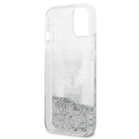 Karl Lagerfeld Liquid Glitter Karl & Choupette Head - iPhone 13 Case (silver)