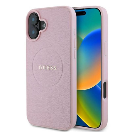 Guess Grained Ring MagSafe - Hülle iPhone 16 Plus (rosa)