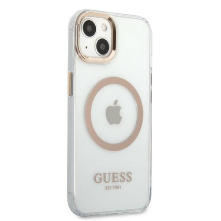 Guess Metal Outline Magsafe - iPhone 13 Case (Transparent / Gold)