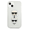 Karl Lagerfeld Glitter Karl & Choupette Head - pouzdro na iPhone 13 (stříbrné)