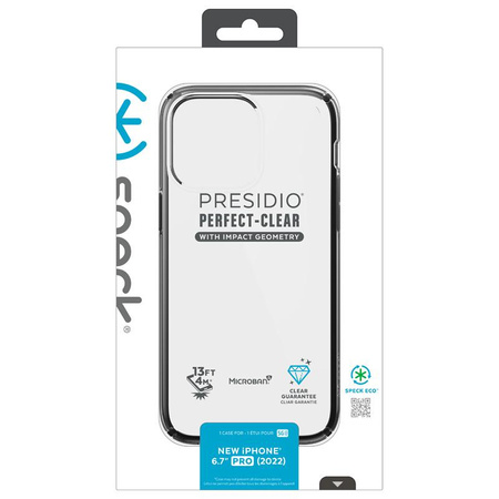 Speck Presidio Perfect-Clear with Impact Geometry - Etui iPhone 14 Pro Max z powłoką MICROBAN (Clear / Black)