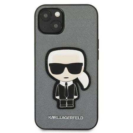 Karl Lagerfeld Saffiano Ikonik Patch - Etui iPhone 13 mini (srebrny)