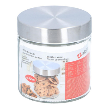 Alpina - Barattolo di vetro / Contenitore per alimenti con tappo a vite 500 ml 11 cm