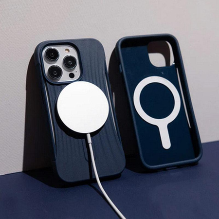 X-Doria Raptic Clutch MagSafe - Étui biodégradable pour iPhone 14 (testé en chute libre à 3m) (Bleu marine)