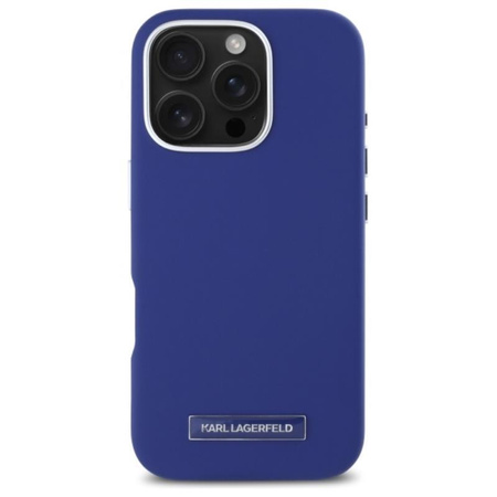 Karl Lagerfeld FW Metal Plate MagSafe - iPhone 16 Pro Case (bleu)