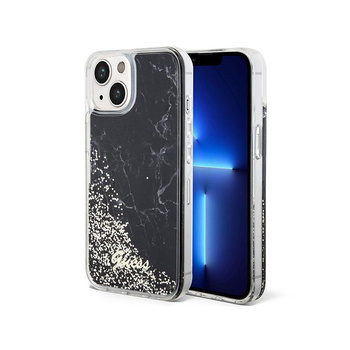 Guess Liquid Glitter Marble - Coque iPhone 14 (Noir)