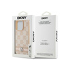 DKNY bőrből készült kockás egyszínű mintás és nyomtatott csíkos - iPhone 15 Pro tok (rózsaszín)