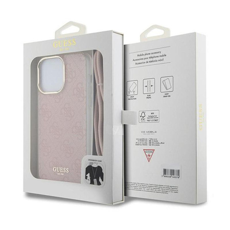 Guess Crossbody Cord 4G Print - iPhone 15 Pro tok (rózsaszín)