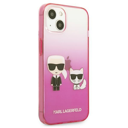 Karl Lagerfeld Gradient Ikonik Karl & Choupette- Hülle für iPhone 13 mini (Rosa)
