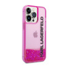 Karl Lagerfeld Liquid Glitter Translucent Elongated Logo Case - Case for iPhone 14 Pro Max (Pink)