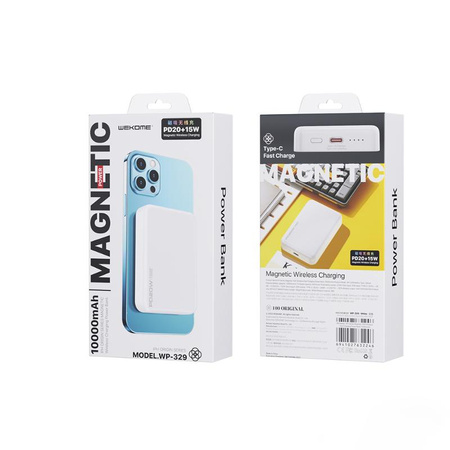 WEKOME WP-329 - Power bank inductive 10000 mAh Fast Charging PD 20W MagSafe (White)