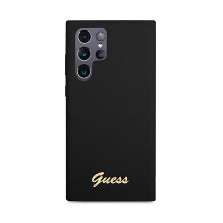 Guess Silicone Script Metal Logo - Etui Samsung Galaxy S22 Ultra (noir)