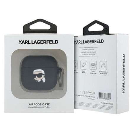 Karl Lagerfeld Silicone Karl Head 3D - Étui AirPods 4 (noir)