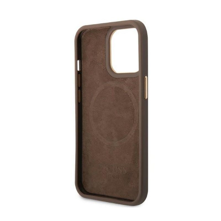 Guess 4G Logo Plate MagSafe - Etui iPhone 13 Pro Max (brązowy)