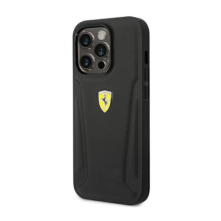 Kožené pouzdro s razítkem Ferrari - iPhone 14 Pro Max (černé)