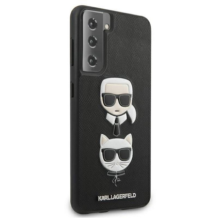 Karl Lagerfeld Saffiano Karl & Choupette Heads - Samsung Galaxy S21+ tok (fekete)