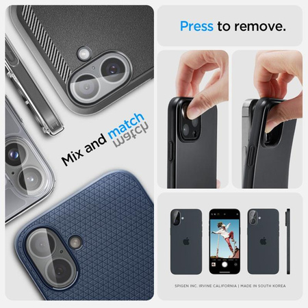 Spigen Optik GLAS.TR Camera Protector 2-Pack - ochranné sklo objektivu pro iPhone 16 / 16 Plus (2 ks) (Transparent)