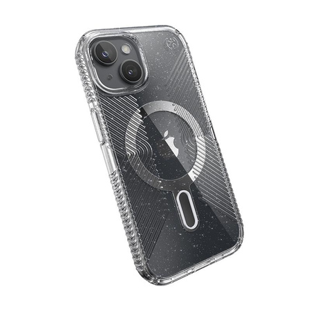 Speck Presidio Lux Grip ClickLock & MagSafe - pouzdro pro iPhone 16e / iPhone 15 / iPhone 14 / iPhone 13 (čiré / s platinovými třpytkami / s chromovou povrchovou úpravou / stříbrné)