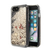 Guess Liquid Glitter Hearts - Etui iPhone SE 2020 / 8 / 7 (złoty/czerwony)