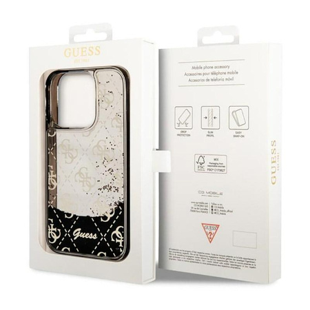 Guess Liquid Glitter Transculent 4G - iPhone 14 Pro tok (fekete)