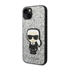 Karl Lagerfeld Glitter Flakes Ikonik - Hülle für iPhone 14 Plus (Silber)