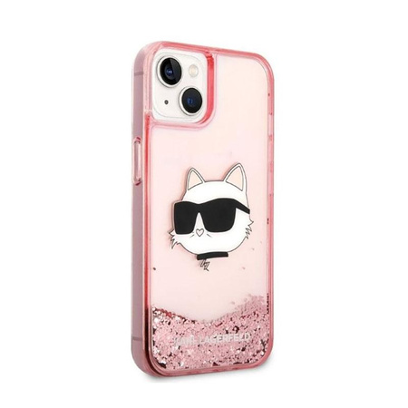Karl Lagerfeld Liquid Glitter NFT Choupette Head - Hülle für iPhone 14 Plus (Pink)