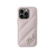 Karl Lagerfeld Diagonal Gesteppte Schrift - iPhone 15 Pro Tasche (rosa)