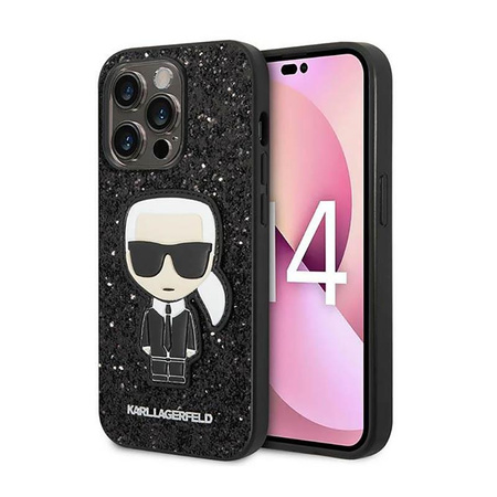 Karl Lagerfeld Glitter Flakes Ikonik - iPhone 14 Pro tok (fekete)