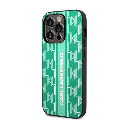 Karl Lagerfeld Monogram Stripe - Etui iPhone 14 Pro (zielony)