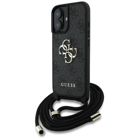 Guess 4G Big Logo Cord Strap Crossbody - Pouzdro pro iPhone 16 (černý)