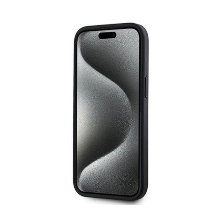 DKNY bőr kockás monomintás MagSafe - iPhone 14 / 15 / 13 tok (fekete)