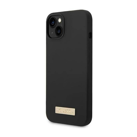 Guess Silicone Logo Plate MagSafe - iPhone 14 Case (noir)