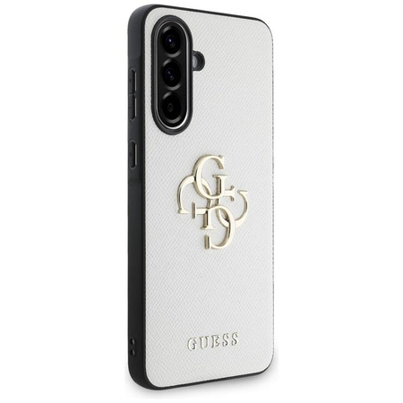 Guess Grained Big 4G Logo Small Classic Logo - Etui do Samsung Galaxy A56 5G (beżowy)