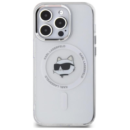 Karl Lagerfeld IML Metal Choupette Head MagSafe - Hülle für iPhone 13 Pro (weiß)