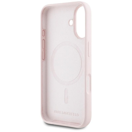 Karl Lagerfeld Silikon Doppelköpfe und Kreis MagSafe - Hülle für iPhone 16 (rosa)
