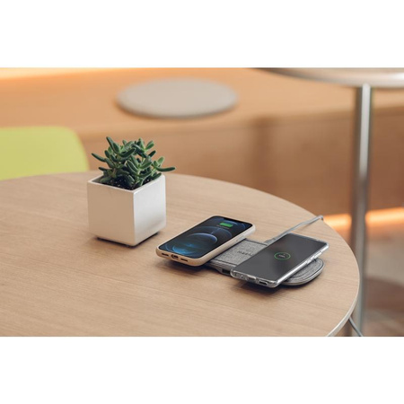 Moshi Sette Q - Duales drahtloses induktives Qi-Ladegerät für iPhone und Android (Nordisches Grau)