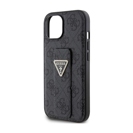Guess Grip Stand 4G Triangle Strass Logo - iPhone 15 Tasche (schwarz)