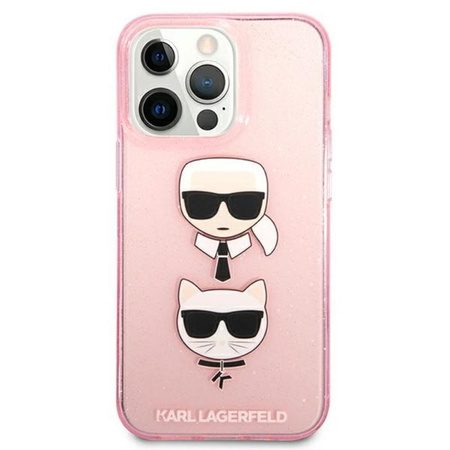 Karl Lagerfeld Glitter Karl & Choupette Head - iPhone 13 Pro tok (rózsaszín)