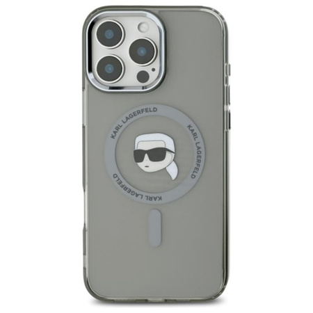 Karl Lagerfeld IML Metal Karl Head MagSafe - Étui pour iPhone 16 Pro Max (noir)