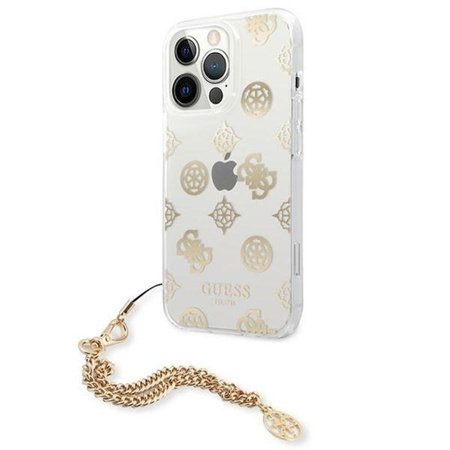 Guess Peony Chain Handle - pouzdro pro iPhone 13 Pro Max (zlaté)