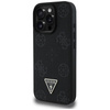 Guess Grained Hot Stamp Peony Triangle Logo MagSafe - Etui do iPhone 16 Pro (czarny)