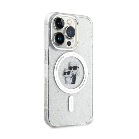 Karl Lagerfeld Karl & Choupette Glitter MagSafe - iPhone 14 Pro Tasche (Transparent)