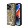 Guess kovové logo s kamínky - pouzdro pro iPhone 15 Pro Max (žluté)