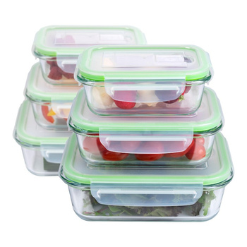 Alpina - Set of 6 glass food containers with lid lunchbox 370 ml / 640 ml / 1050 ml