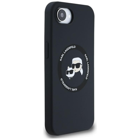 Karl Lagerfeld Silicone Karl & Choupette Heads MagSafe - Carcasa para iPhone 16e (negro)
