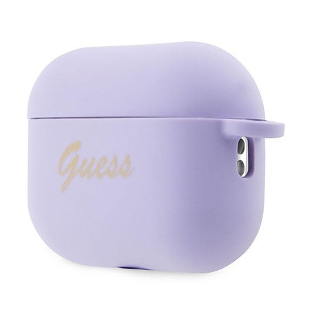 Silikonový přívěsek srdce Guess - pouzdro pro AirPods Pro 2 (fialové)